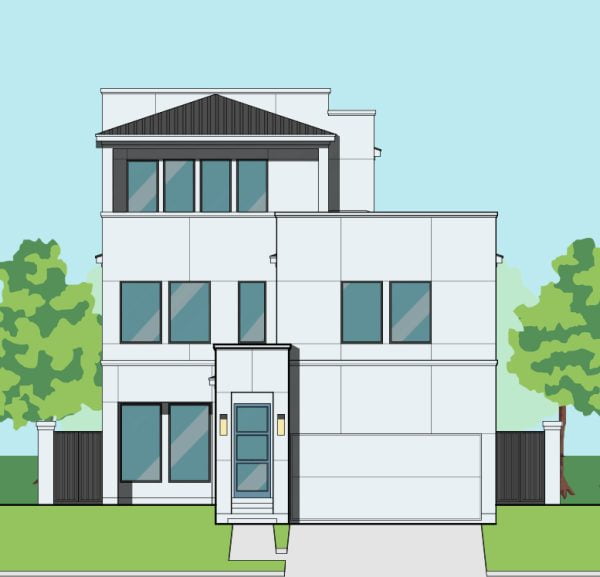 2 1/2 Story Urban Home Plan F0050
