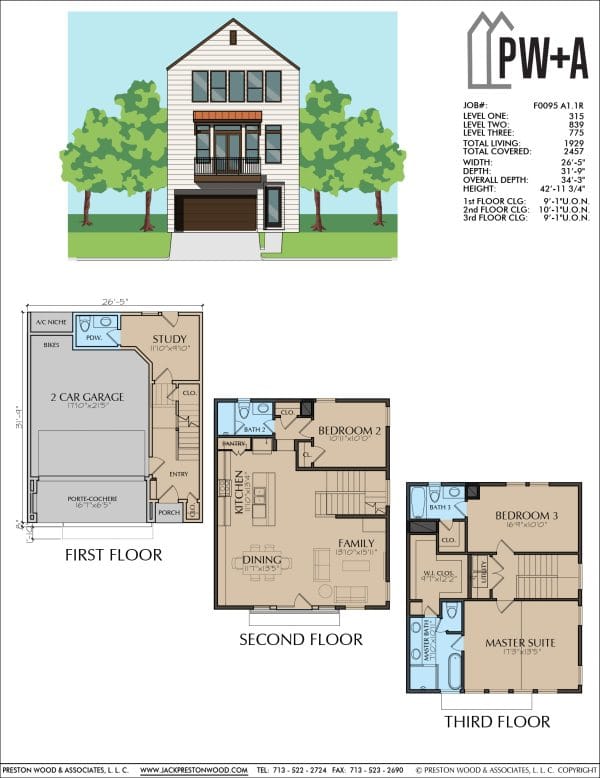 Three Story Townhome Plan F0095 A1