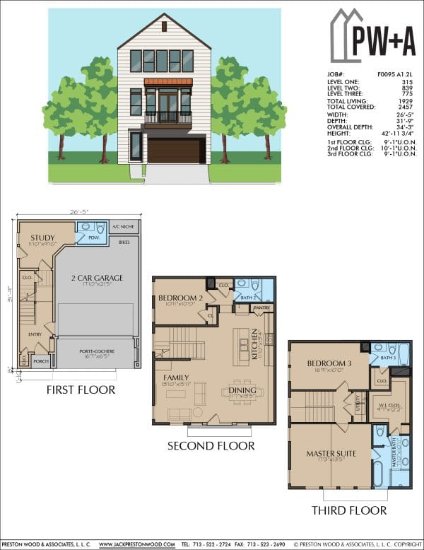 Three Story Townhome Plan F0095 A1