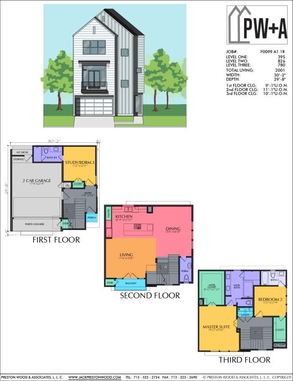 Three Story Townhome Plan F0099 A1.1R
