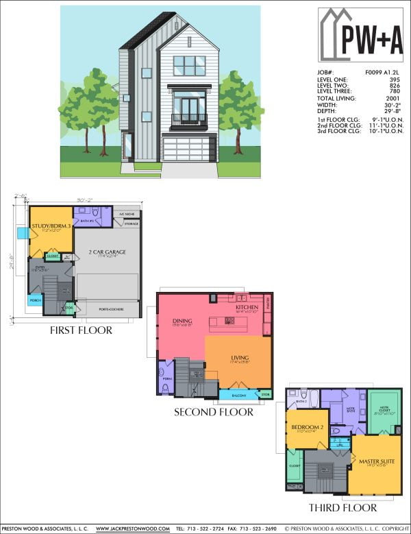 Three Story Townhome Plan F0099 A1.2L