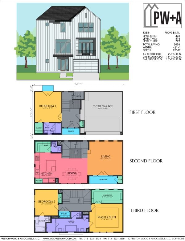 Three Story Townhome Plan F0099 B1.1L