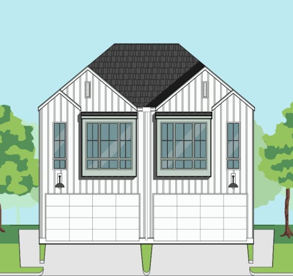 Two Story Townhome Plan F0113 B1.1 Duplex