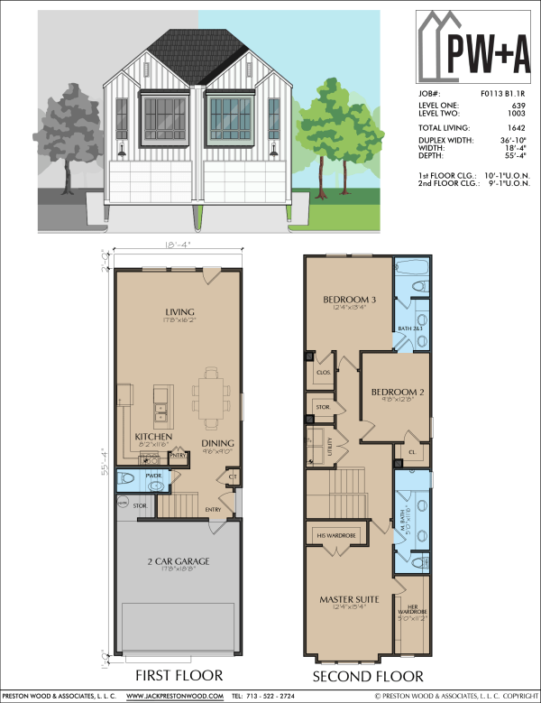 Two Story Townhome Plan F0113 B1.1