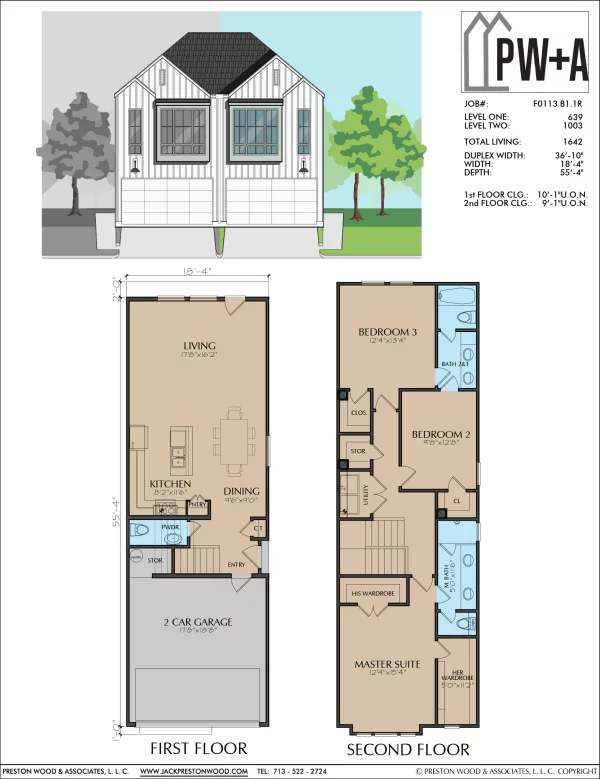 Two Story Townhome Plan F0113 B1.1