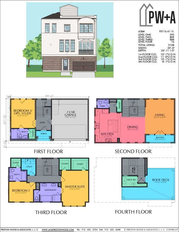 3 1/2 Story Townhome Plan F0116 A1.1