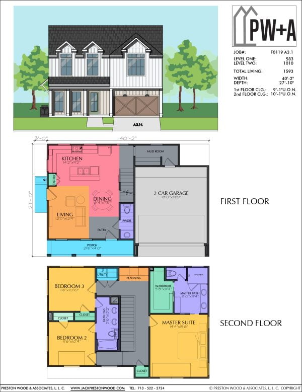 Two Story Home Plan F0119 A3.1