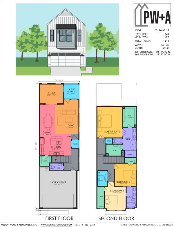 Two Story Townhome Plan F0126 A1.1R