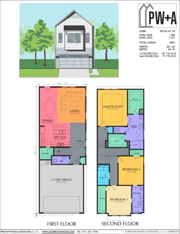 Two Story Townhome Plan F0143 A1.1