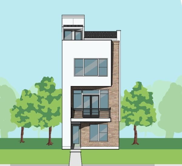3 1/2 Story Townhome Plan F0165 A1.1