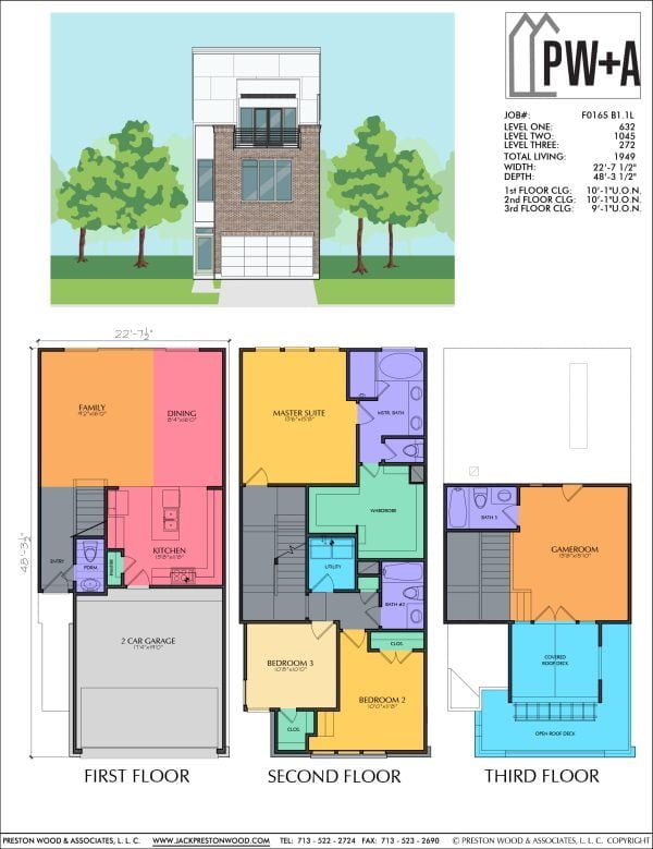 2 1/2 Story Townhome Plan F0165 B1.1