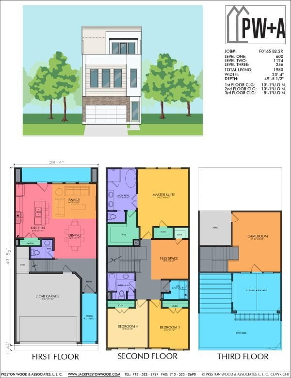 2 1/2 Story Townhome Plan F0165 B2.2R
