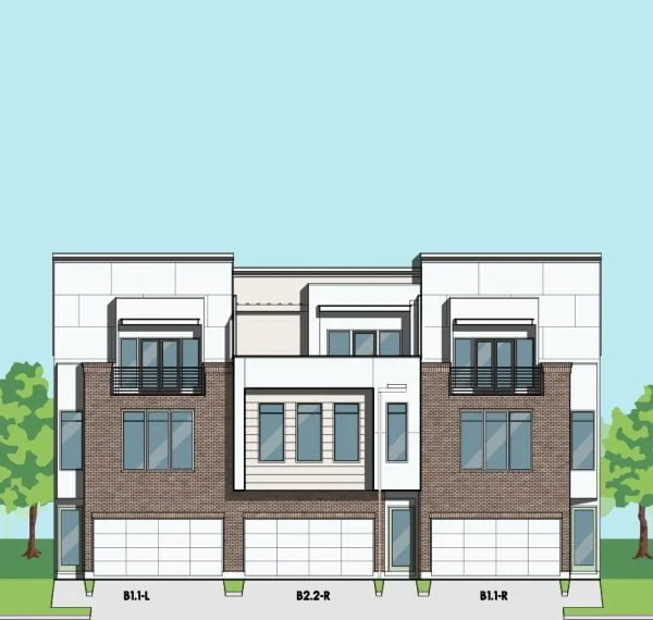 2 1/2 Story Townhome Plan F0165 B Triplex