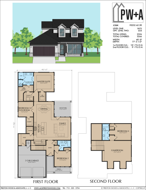 1 1/2 Story Home Plan F0252 A2.2