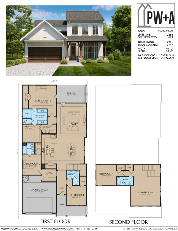 1 1/2 Story Home Plan F0252 F2.2
