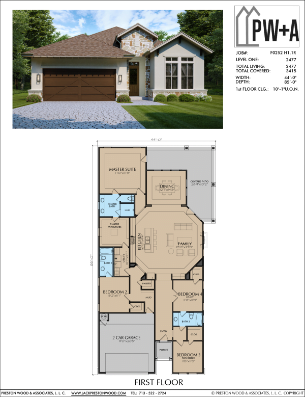 One Story Home Plan F0252 H1.1