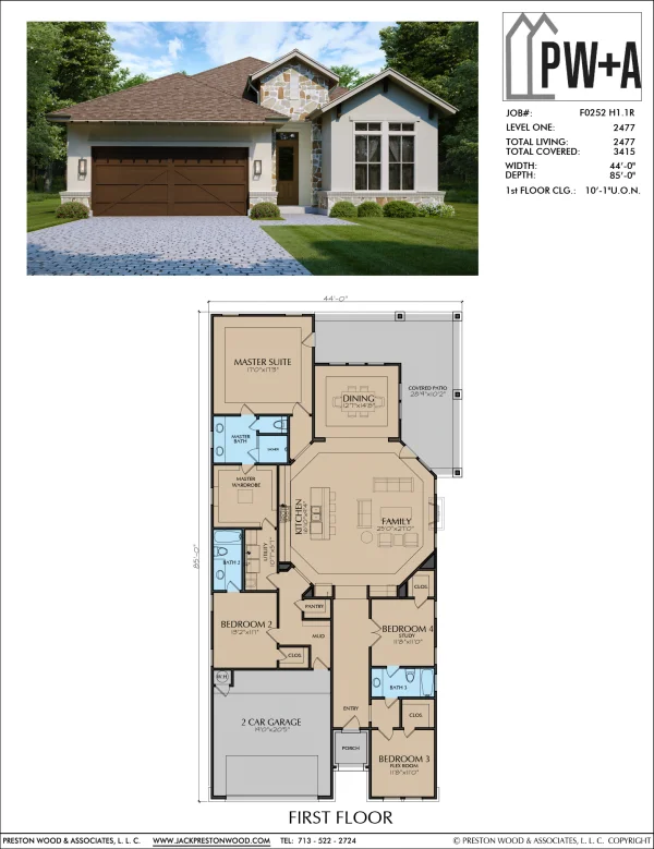 One Story Home Plan F0252 H1.1