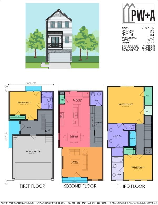 Three Story Townhome Plan F0172 A1.1L