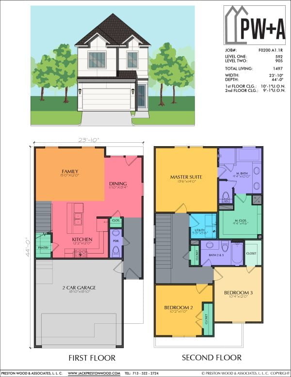 Two Story Townhome Plan F0200 A1.1R