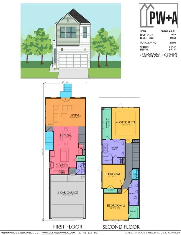 Two Story Townhome Plan F0207 A1.1