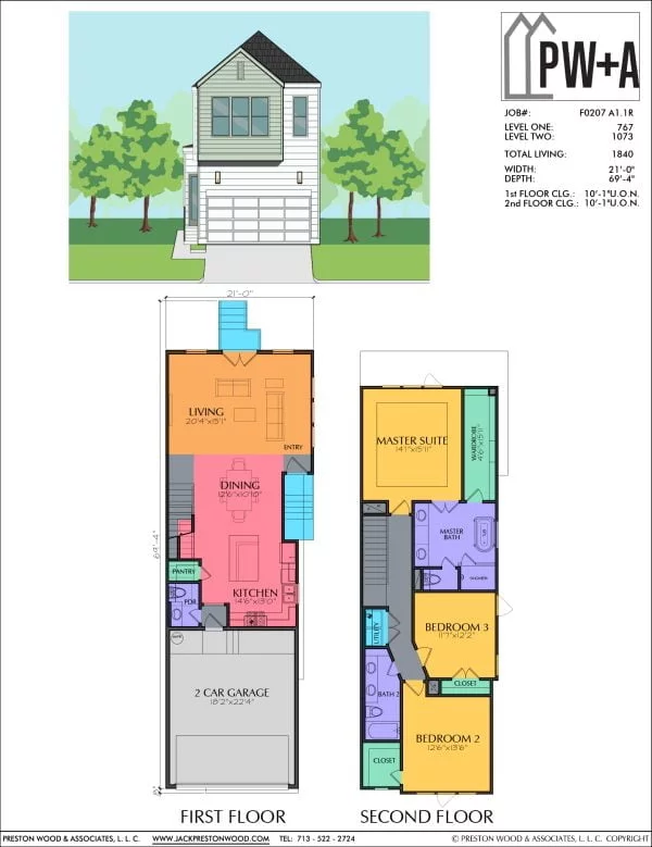 Two Story Townhome Plan F0207 A1.1