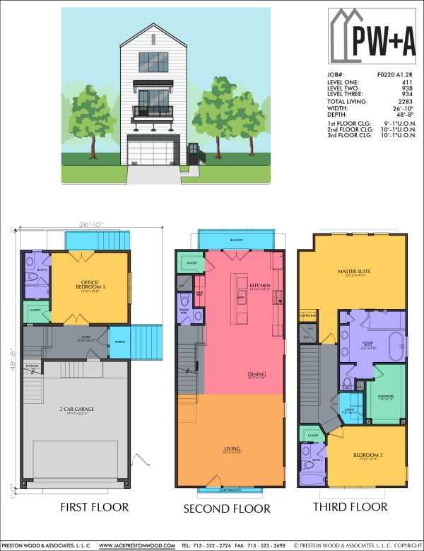 Three Story Townhome Plan F0220 A1.2