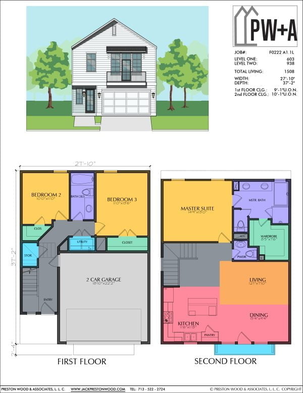 Two Story Townhome Plan F0222 A1.1L