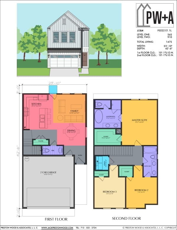 Two Story Townhome Plan F0222 E1.1L