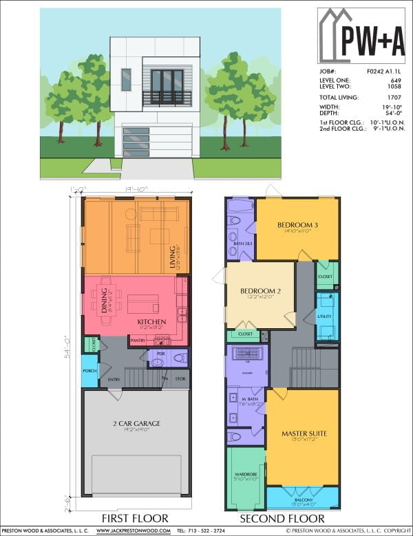 Two Story Townhome Plan F0242 A1.1