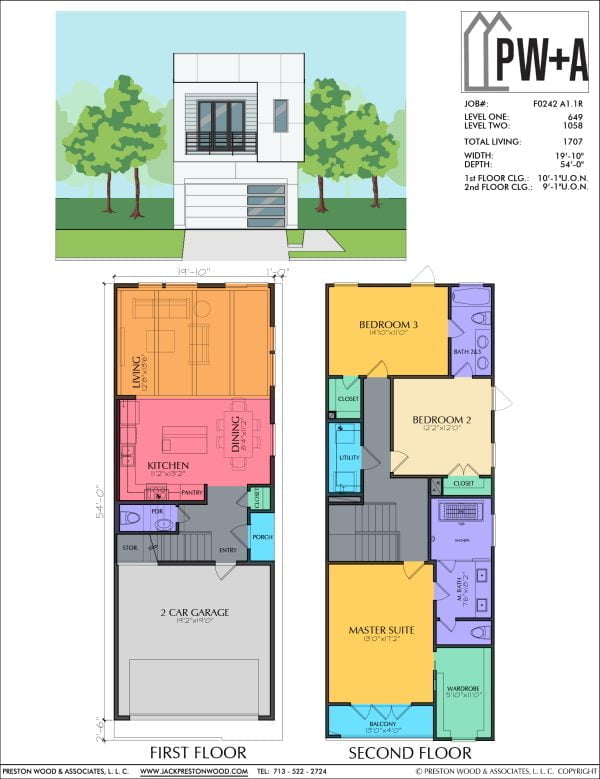 Two Story Townhome Plan F0242 A1.1