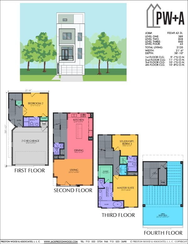 3 1/2 Story Townhome Plan F0249 A2.2L