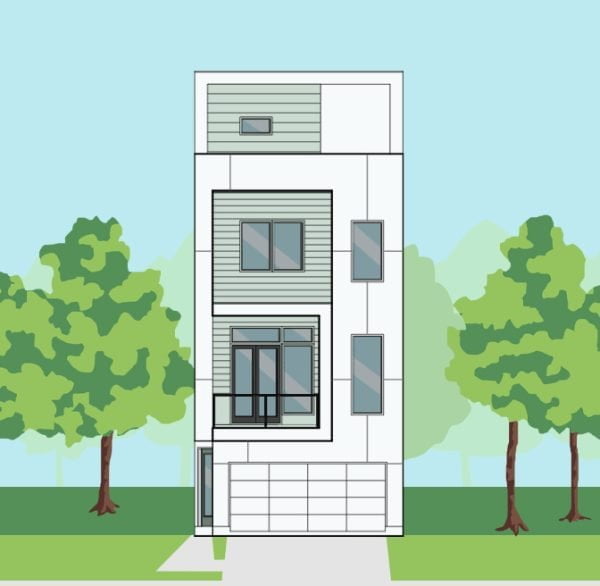 3 1/2 Story Townhome Plan F0249 A2.2L