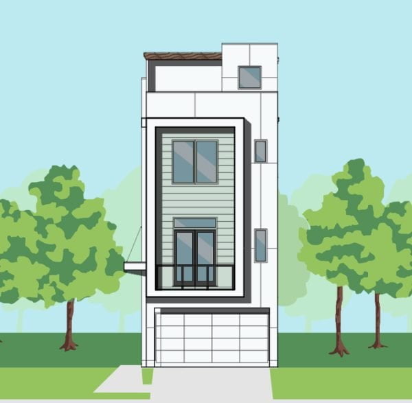 3 1/2 Story Townhome Plan F0249 B1.2L