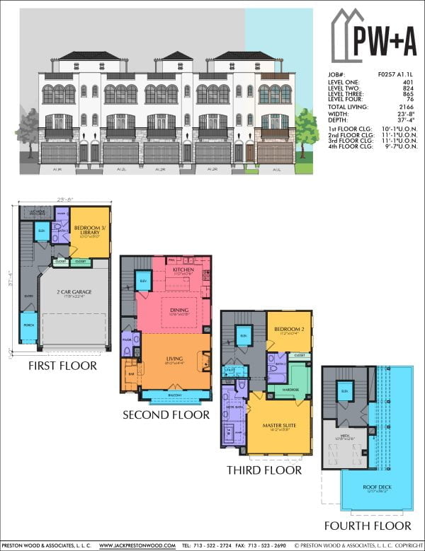 3 1/2 Story Townhome Plan F0257 A1.1
