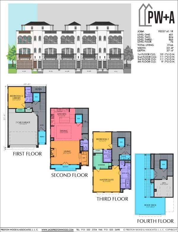 3 1/2 Story Townhome Plan F0257 A1.1