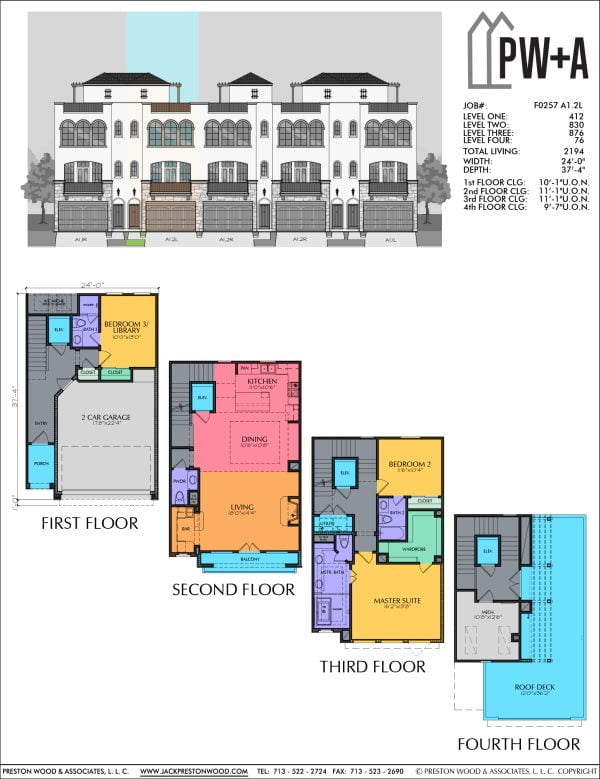 3 1/2 Story Townhome Plan F0257 A1.2