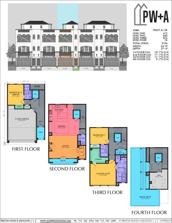 3 1/2 Story Townhome Plan F0257 A1.2