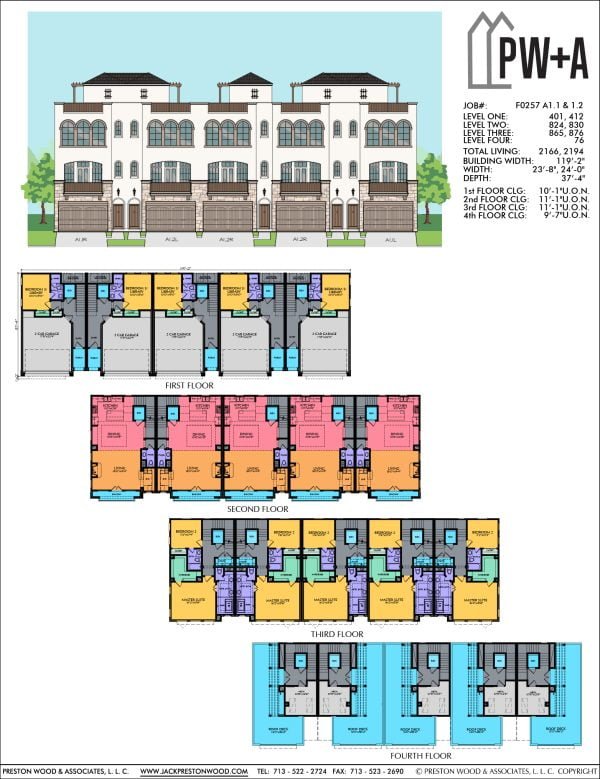 3 1/2 Story Townhome Plan F0257 A Building