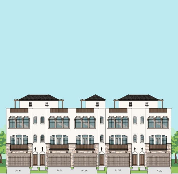 3 1/2 Story Townhome Plan F0257 A Building