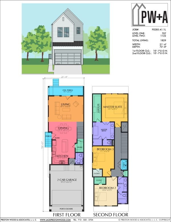 Two Story Townhome Plan F0285 A1.1