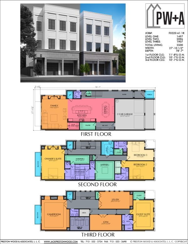 3 1/2 Story Townhome Plan F0320 A1.1