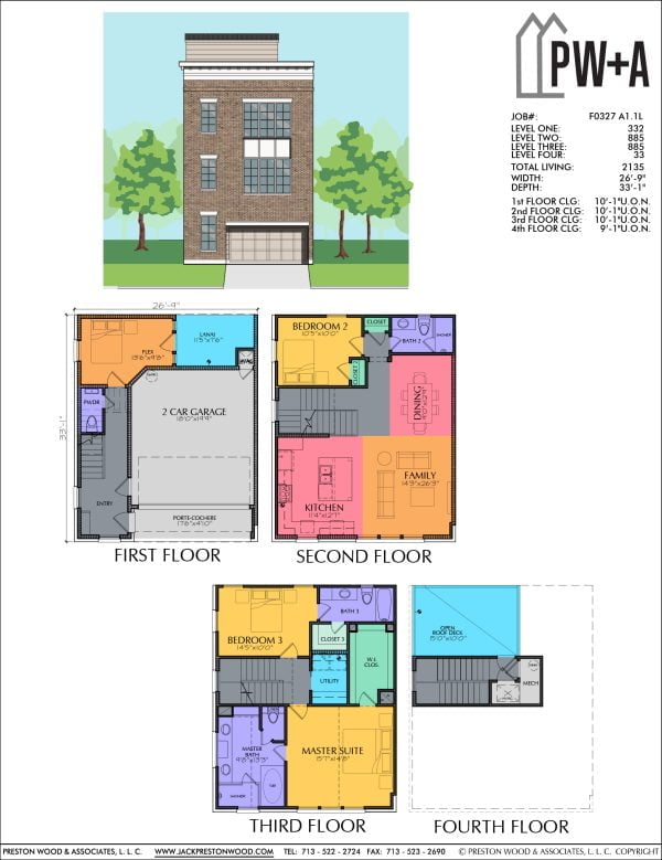 3 1/2 Story Townhome Plan F0327 A1.1L