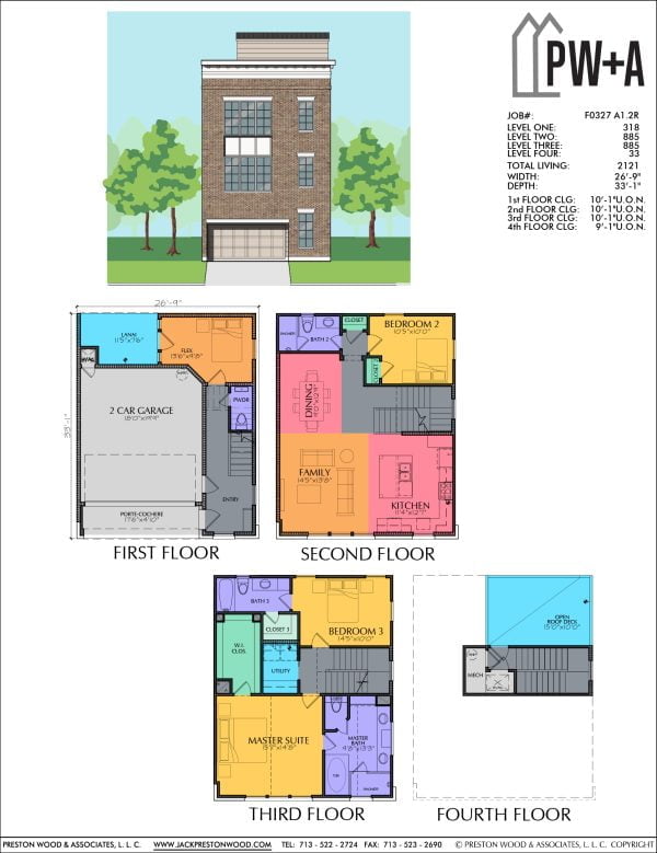 3 1/2 Story Townhome Plan F0327 A1.2