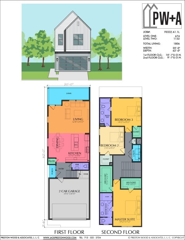 Two Story Townhome Plan F0332 A1.1L