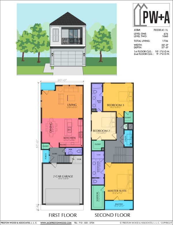 Two Story Townhome Plan F0338 A1.1