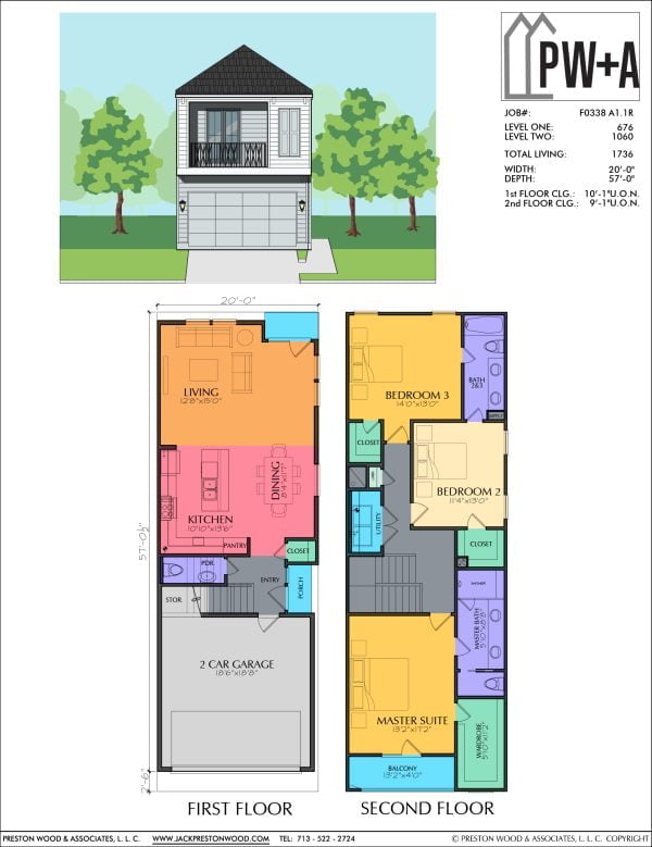 Two Story Townhome Plan F0338 A1.1