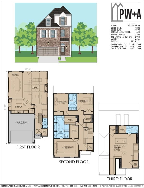 2 1/2 Story Urban Home Plan F0340 A2.3R