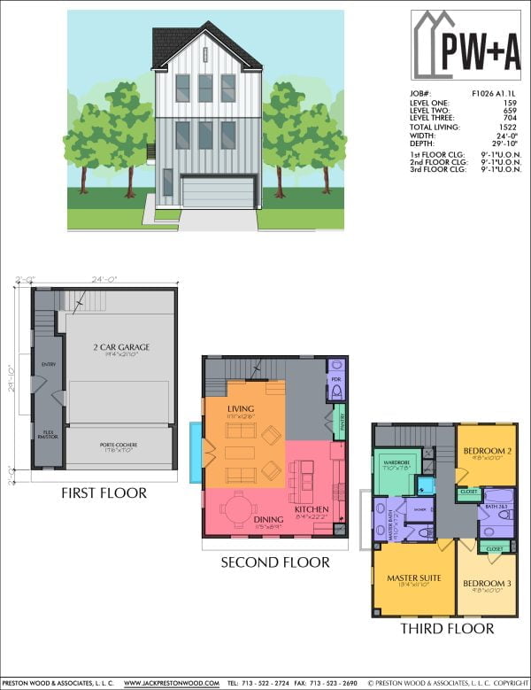 Three Story Townhome Plan F1026 A1.1L