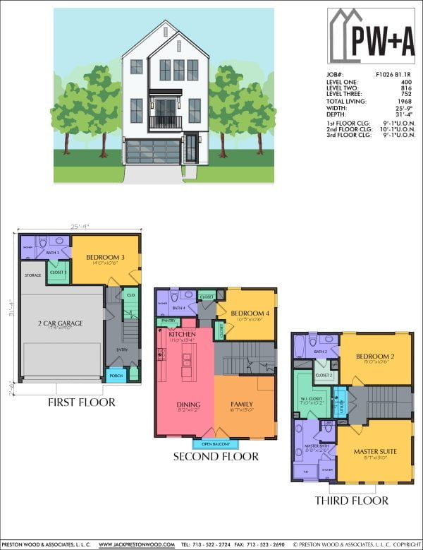 Three Story Townhome Plan F1026 B1.1R