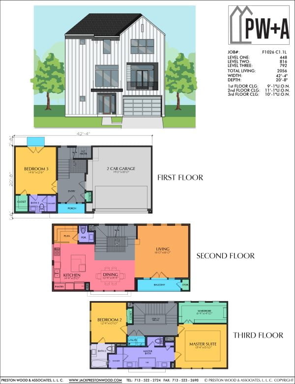 Three Story Townhome Plan F1026 C1.1L